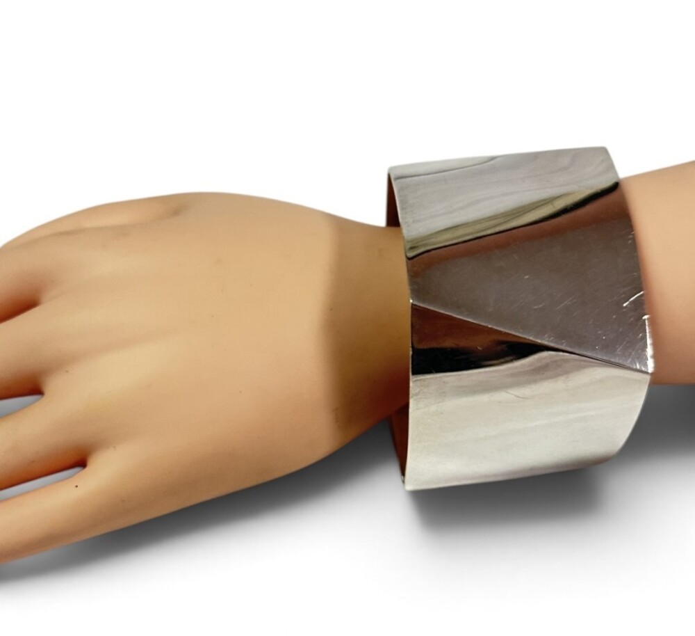Tiffany&Co Torque Gehry Bracelet Huge Sterling Silver 45mm Wide W Box & Pouch